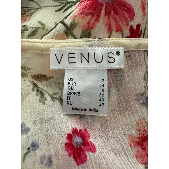 Venus Floral Blouse Size 2 Oversize Lace Flounce Sleeve Milkmaid Prairie (M) - Picture 8 of 16